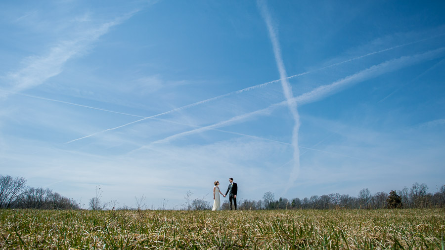 Dramatic and colorful wedding portrait at Sycamore Farms in southern Indiana