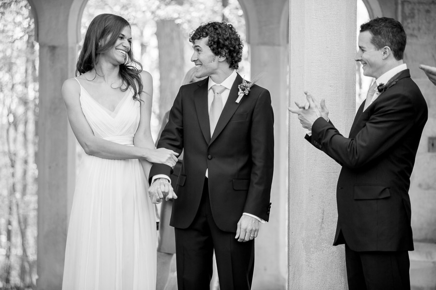 Sweet wedding photo after Indiana University campus ceremony