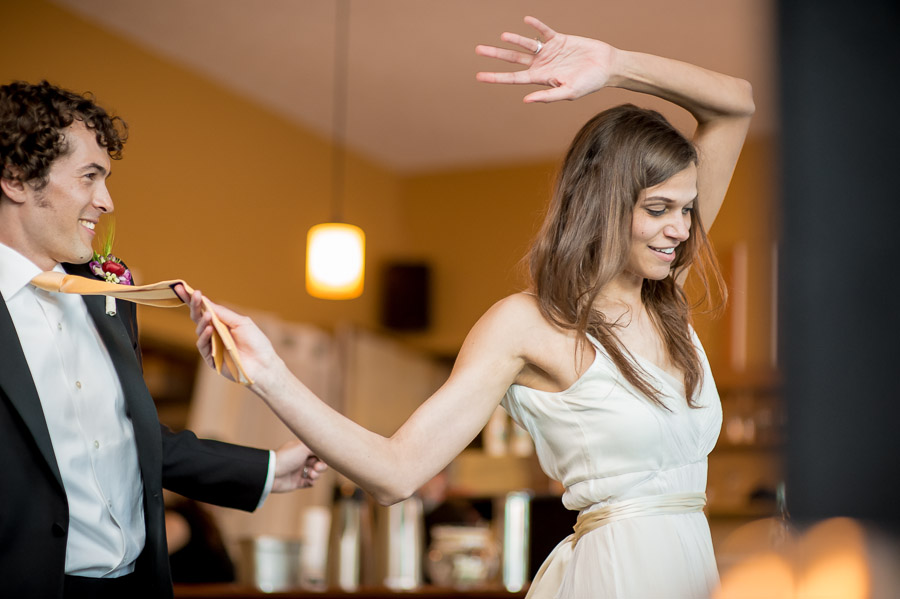 Super fun first dance photo from Upland Brewery in Bloomington Indiana