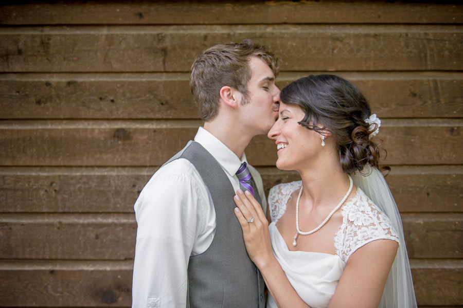 Sweet moment after first look at Brown County Indiana wedding.