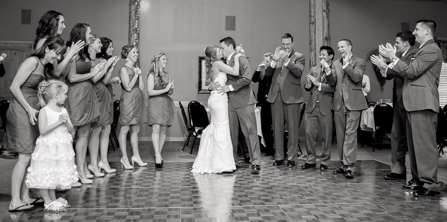 touching, sweet wedding bridal party moment at purgatory golf club indiana