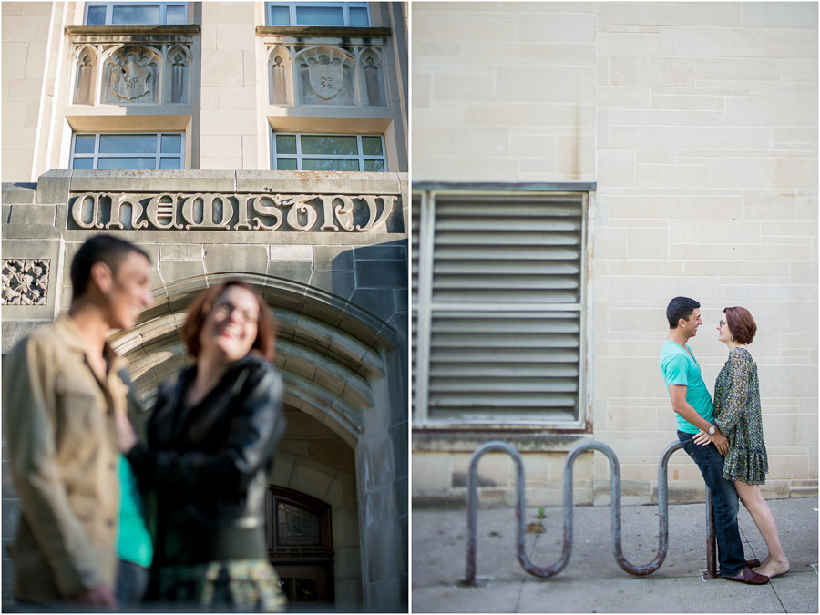 Funny, quirky, cute wedding engagement photos at Indiana University