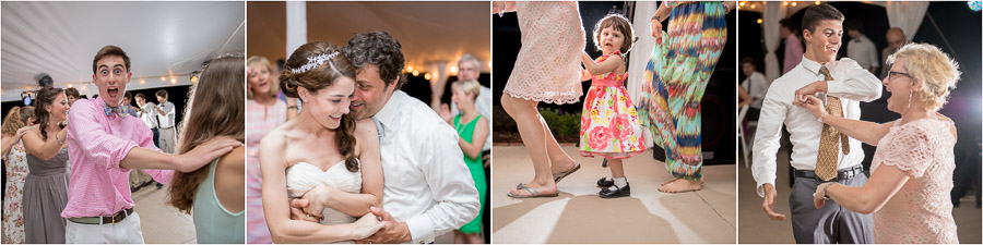 photos of fun times on dance floor at southern east coast wedding 