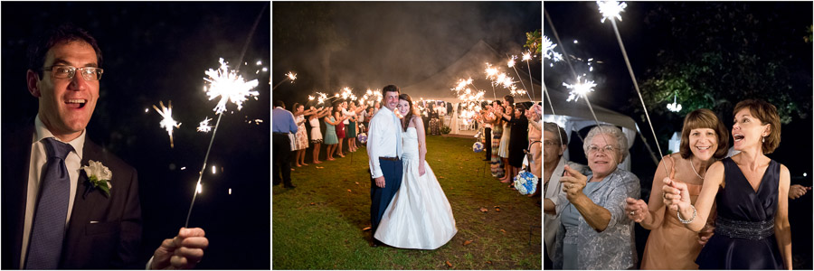 dramatic, casual, and easy-going wedding couple sparkler exit