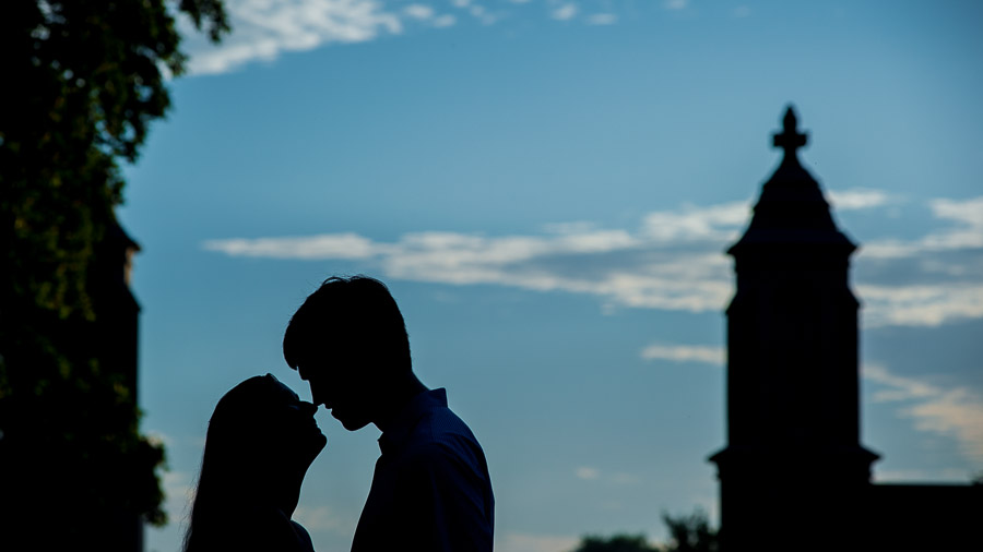 Getting creative with the under construction sample gates for an engagement photo!