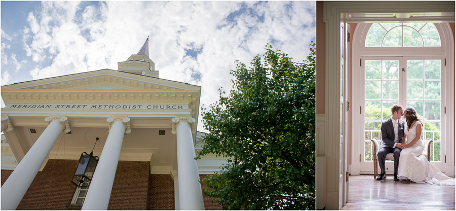 Sunny, dramatic, lovely wedding photos at Meridian Street United Methodist Church