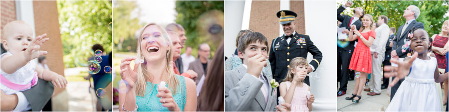 guests having fun during bubble exit at Indianapolis wedding