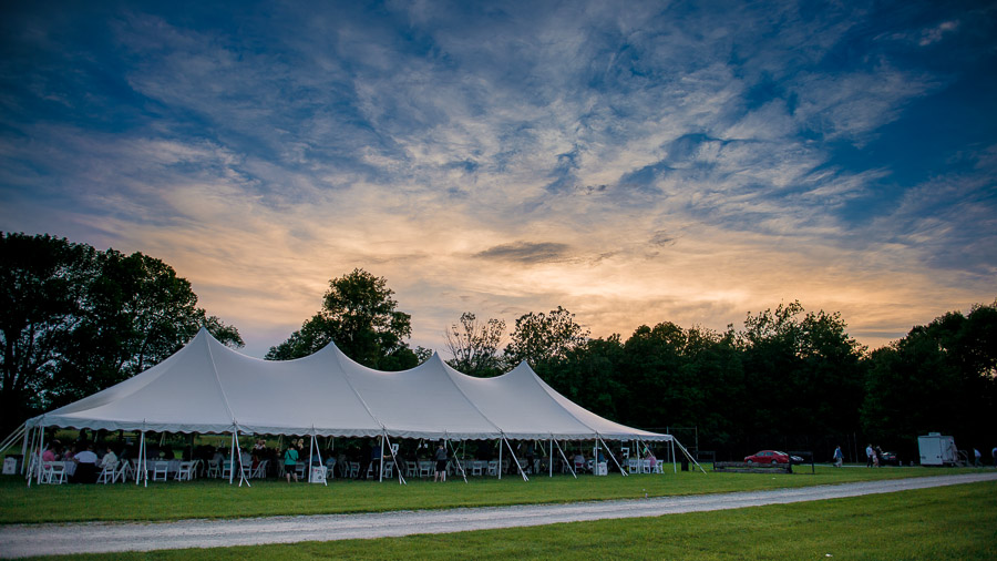 beautiful sky over tent at Trader's Point Hunt Club wedding in Zionsville