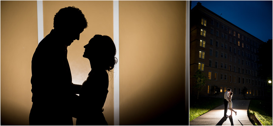 Dramatic and fun backlit nighttime wedding portraits