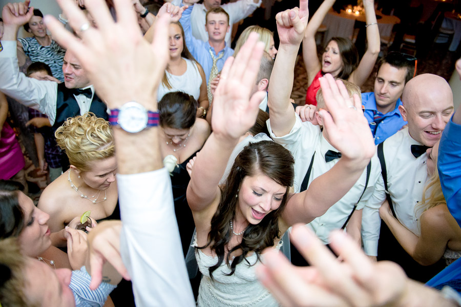 Awesome dancing action shot of bride at West Baden Springs Hotel