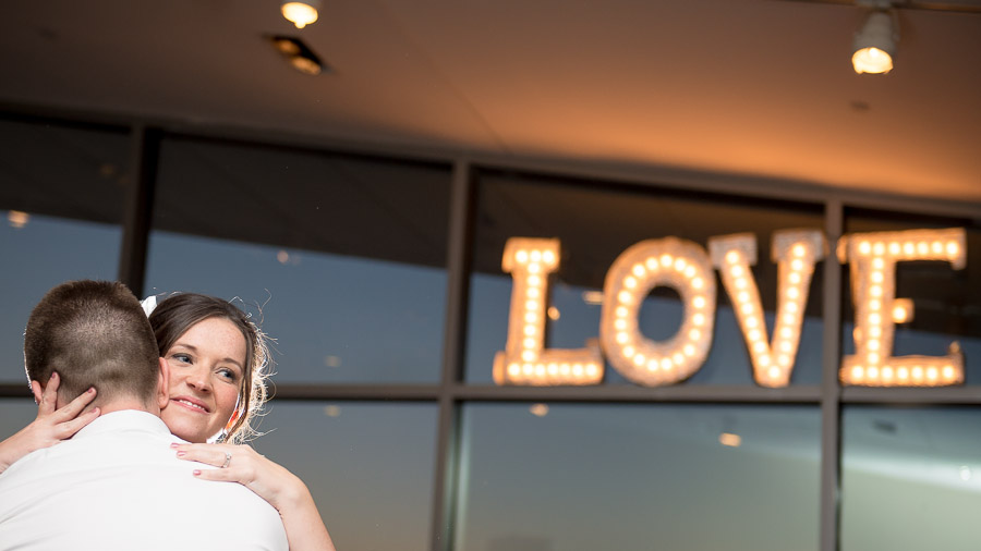 Cute moment of bride and groom at Louisville first dance