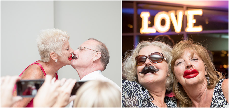 funny wedding reception moments with fake candy lips