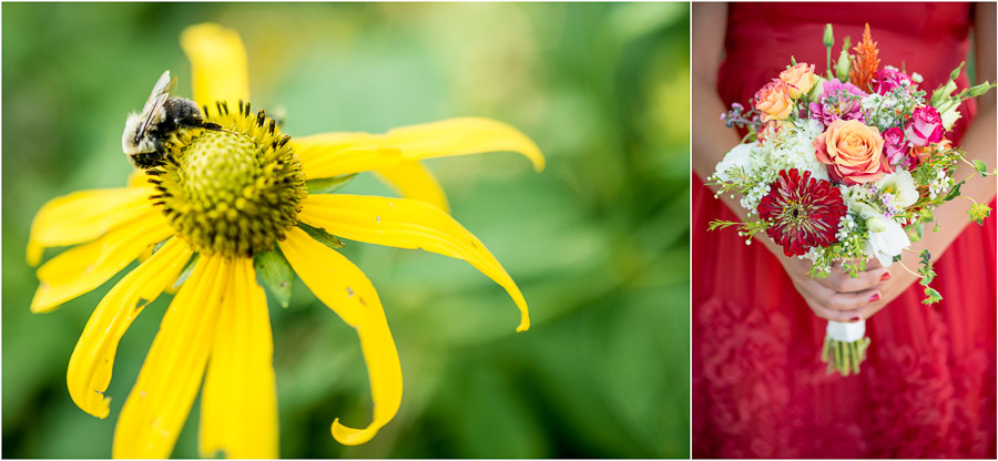 bright, colorful floral and nature details at wintergreen wedding in virginia 