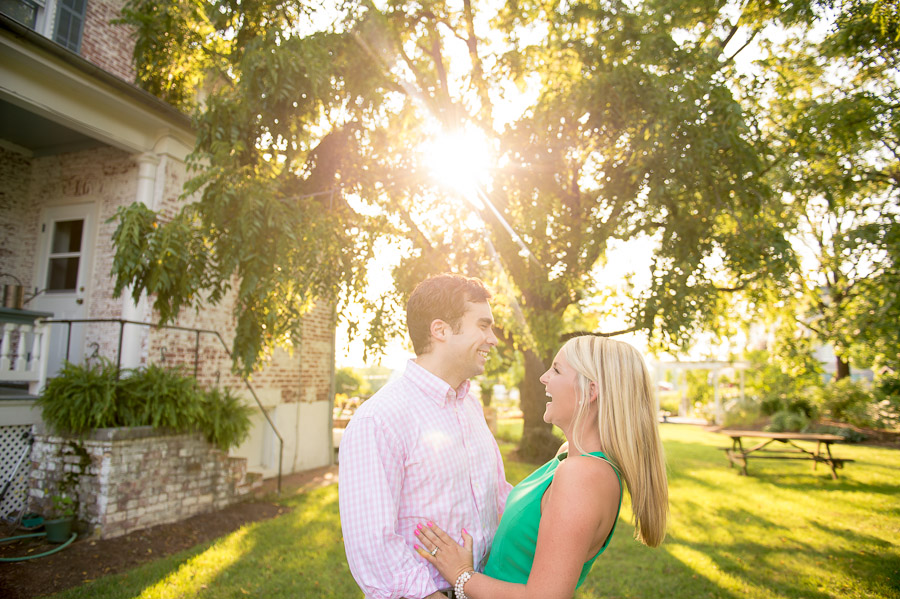 sunny, happy, backyard engagement photography in Harrisonburg Virginia