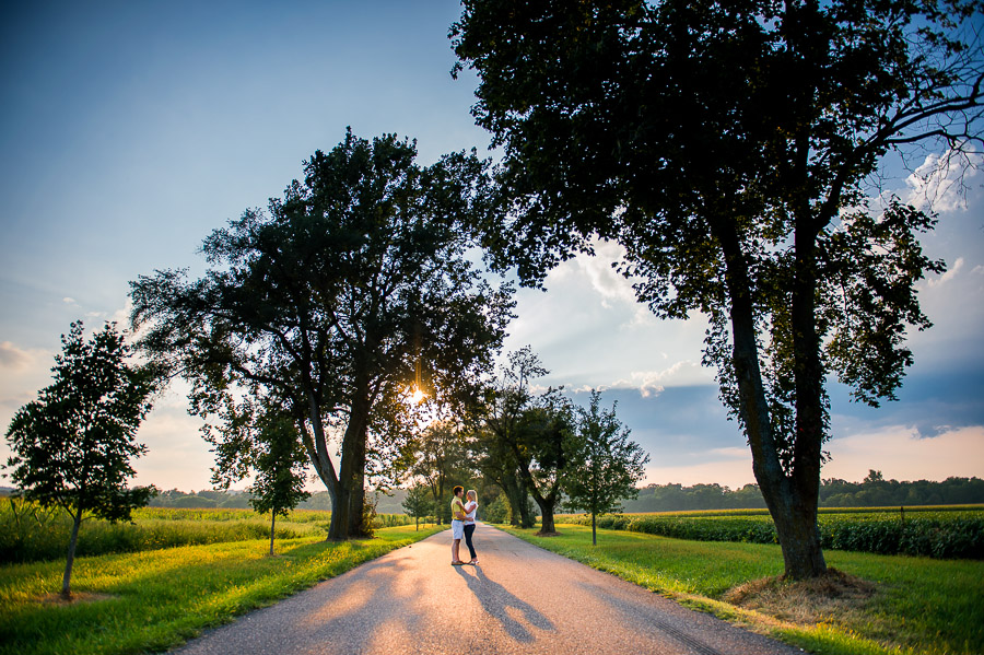 beautiful, dramatic, sunset engagement photography at Meem's Bottom in New Market, Virginia