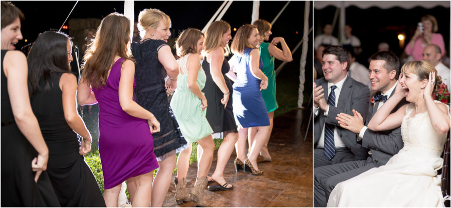 hilarious bridesmaid flashmob at Dull's Tree Farm wedding in Indiana