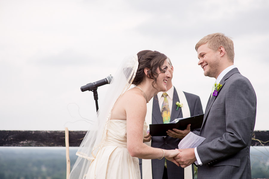 sweet, touching moment of bride and groom during Virginia winery ceremony