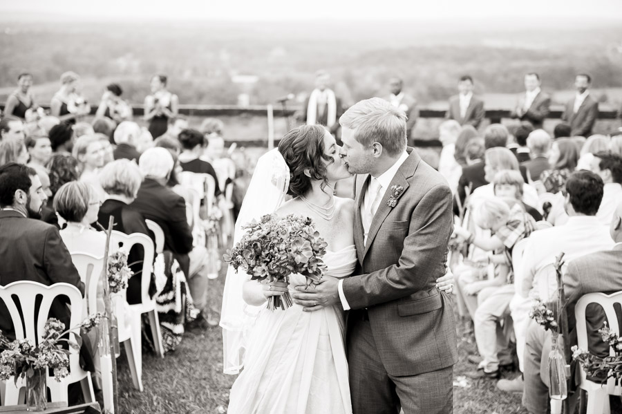 sweet, romantic, after ceremony photo at Bluemont Vineyard wedding