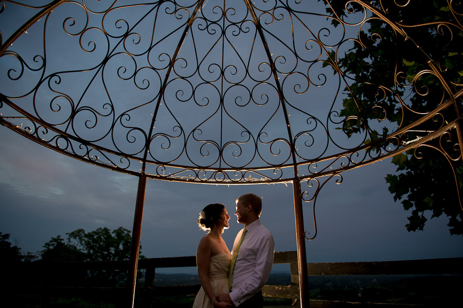 creative, fun, romantic photo of bride and groom at Bluemont Vineyard