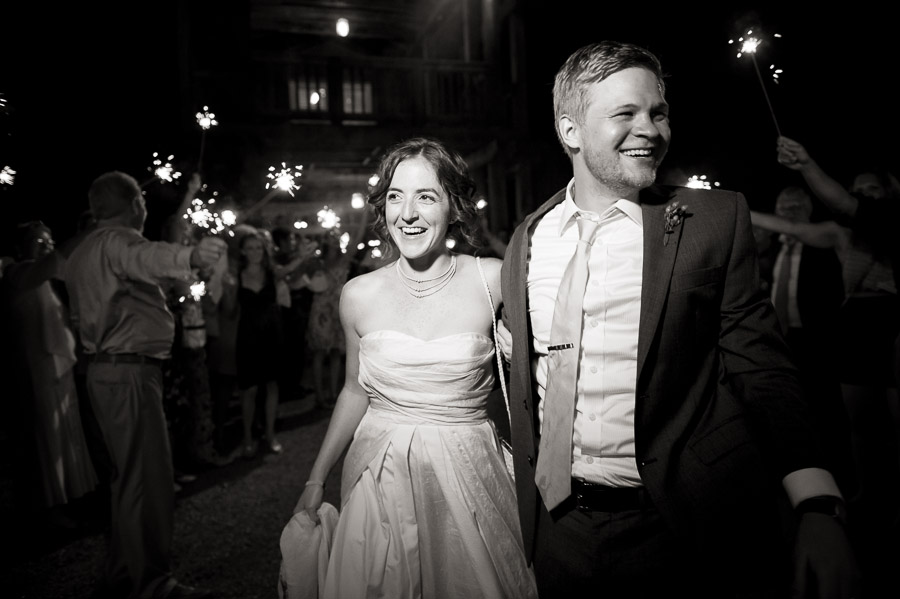 fun, nighttime sparkler exit photo at Bluemont Vineyard