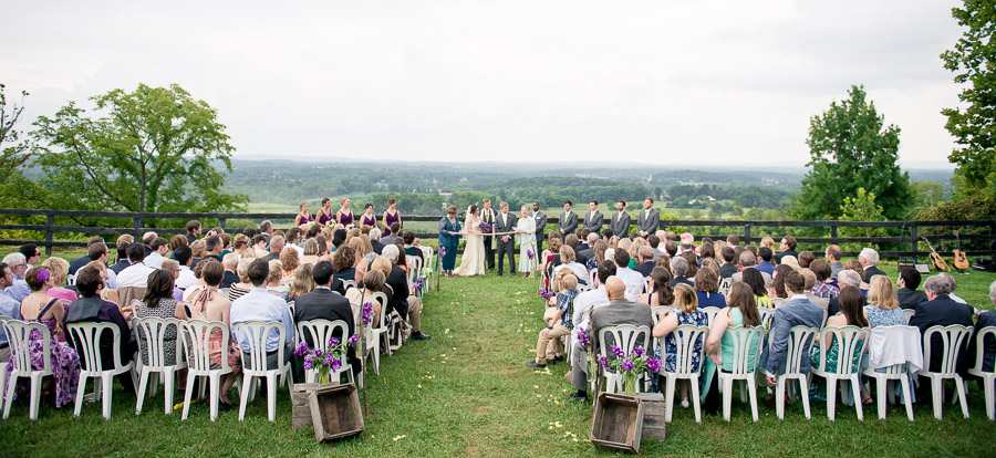 scenic, beautiful, wedding ceremony photo at Bluemont Vineyard in Virginia