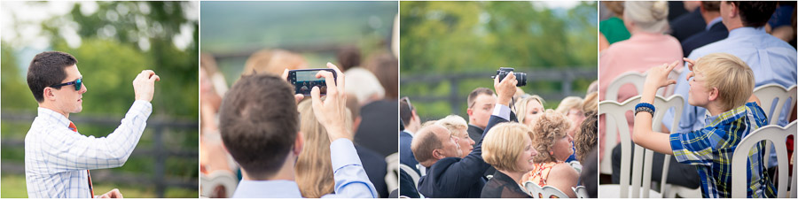 funny photos of wedding guests taking photos at Bluemont Vineyard wedding