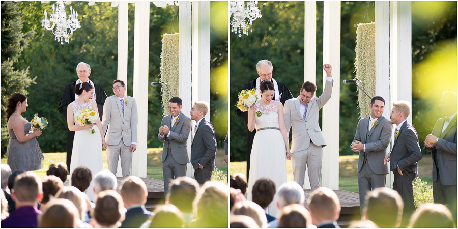 funny, sweet, touching moment right after wedding ceremony at Indianapolis wedding