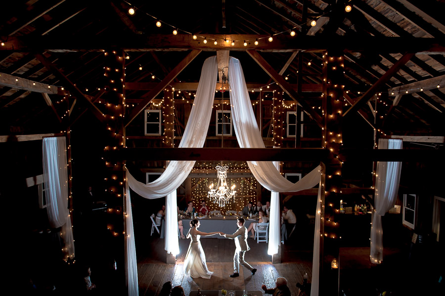 romantic and dramatic first dance photo at Indianapolis, Indiana farm wedding