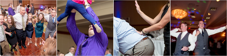 great action moments on the dance floor at the Indianapolis Marriott North wedding