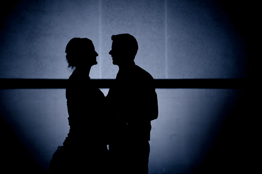 romantic, creative silhouette of bride and groom at Indianapolis, Indiana wedding