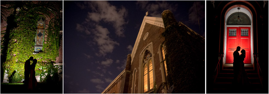 Cool backlit night wedding portraits, TALL + small