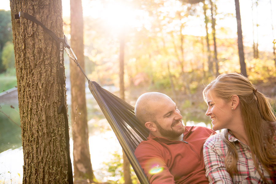 Cute engagement photo in hammock