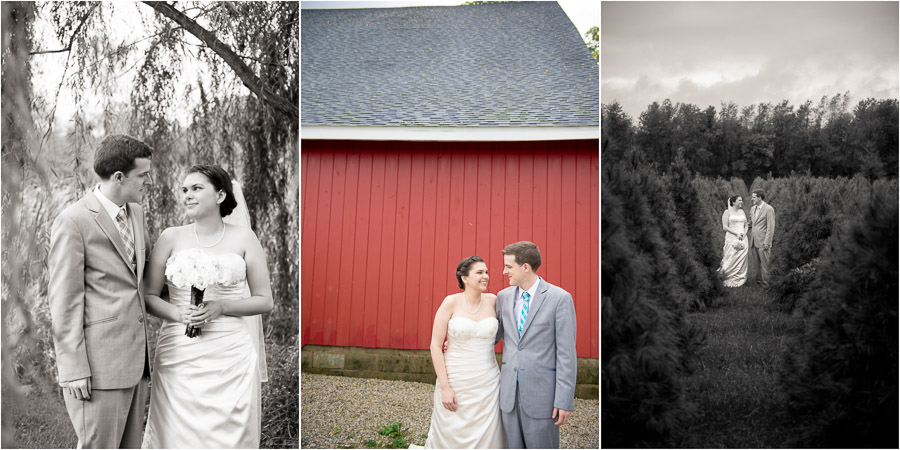 Dull's Tree Farm Wedding on rainy day! Still lovely!