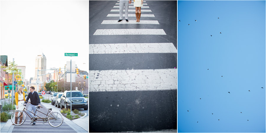 colorful, funky and abstract engagement photos in Fountain Square Indianapolis, IN