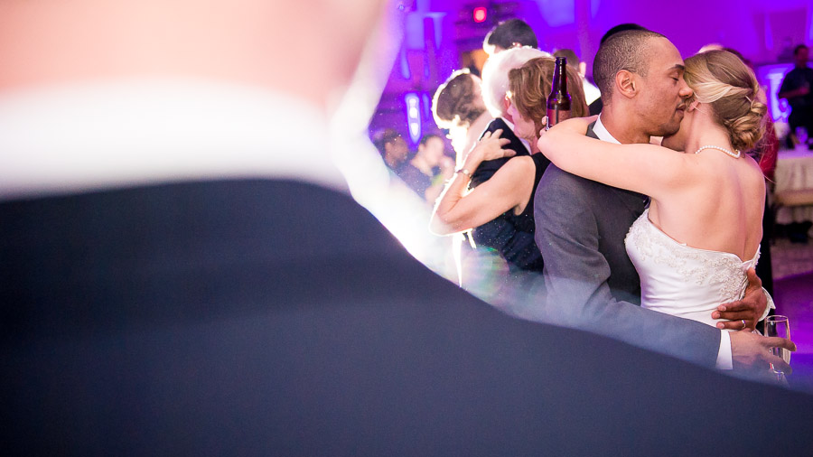 Romantic moment on dance floor with bride and groom at Richmond, VA wedding