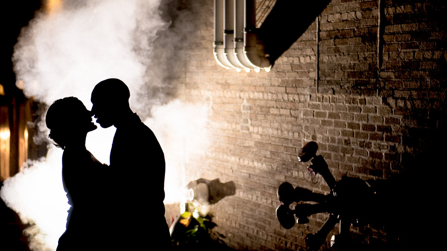 fun, edgy, urban, wedding portrait in downtown Richmond, VA