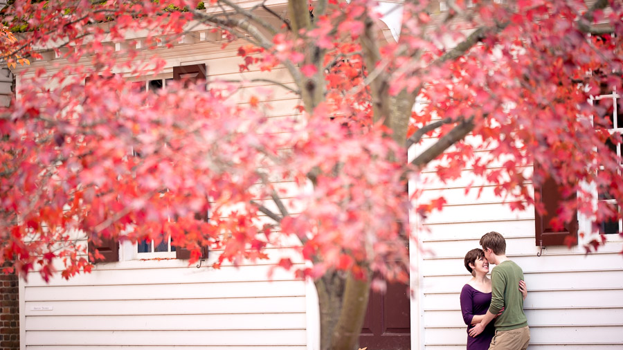 Colorful, creative, and fun engagement photos in downtown Colonial Williamsburg, VA