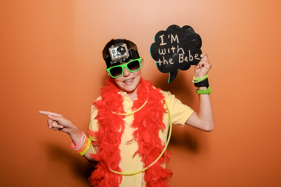 Very cute boy with funny props in photobooth at Indianapolis, IN wedding