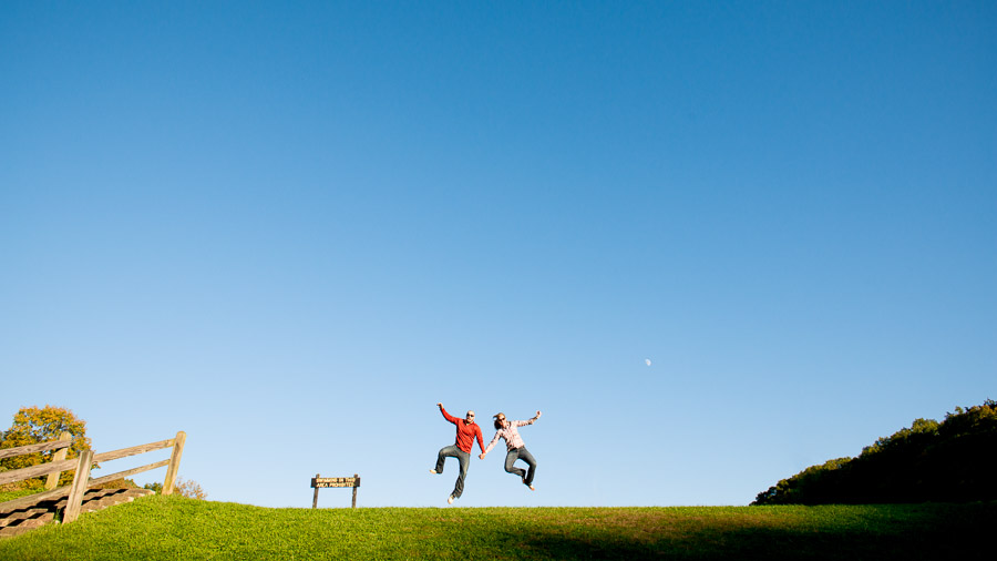 Cute heel-clicking couple at Brown County State Park.