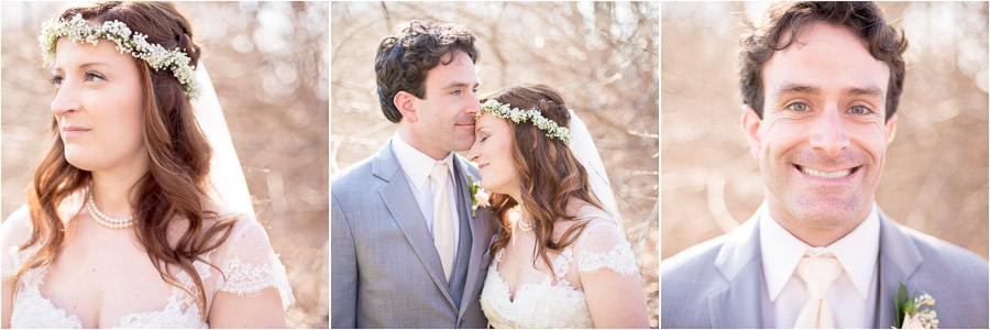 Sunny, bright, timeless portraits of bride and groom at Laurel Hall wedding in Indiana