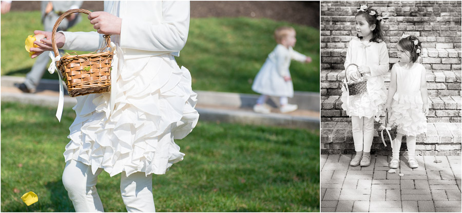 Cute flower girls at spring Laurel Hall wedding in Indianapolis, Indiana