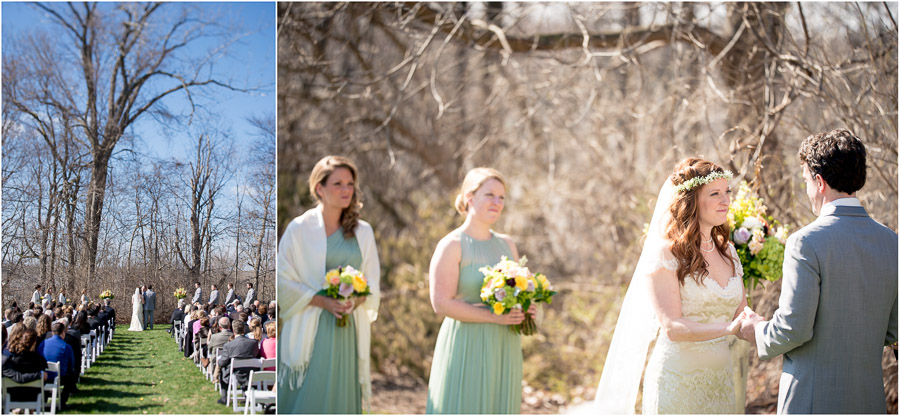 Beautiful spring outdoor wedding ceremony at Laurel Hall in Indianapolis