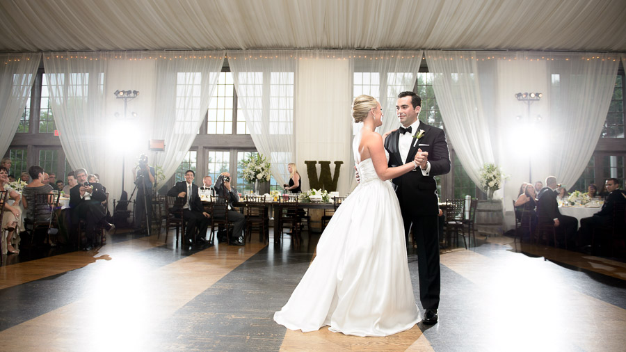 Dramatic and lovely bride and groom first dance photos at Veritas Vineyards wedding in Virginia