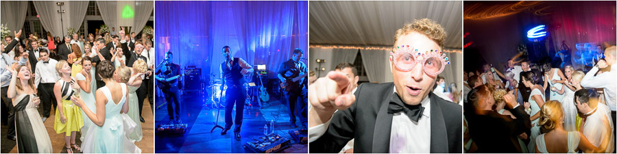 Colorful and fun dance party at Veritas Vineyards wedding with live band