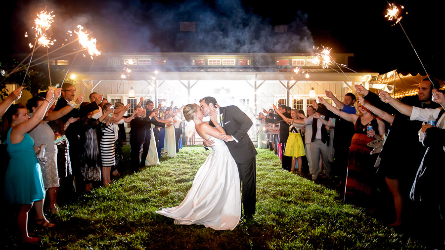 Gorgeous sparkler exit photo from Veritas Vineyards wedding near Charlottesville, VA