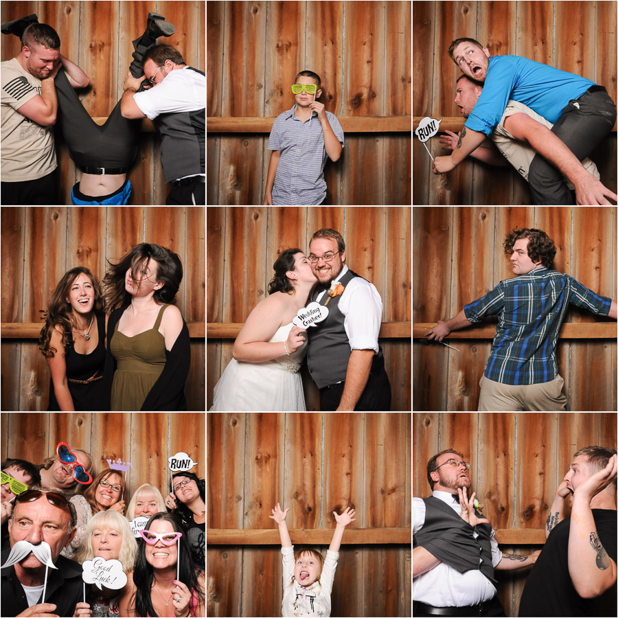 Super fun photobooth photos from Wea Creek Orchard wedding in Lafayette, Indiana