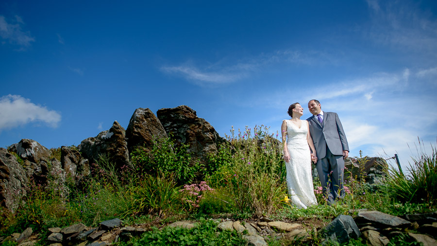 Beautiful views at Wintergreen Resort wedding with bride and groom