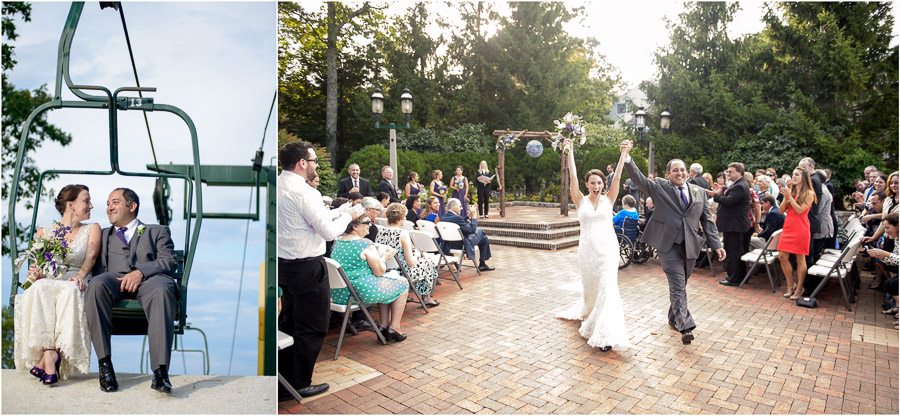 Fun ski lift photo and ceremony photography by Tall and Small at Wintergreen Resort