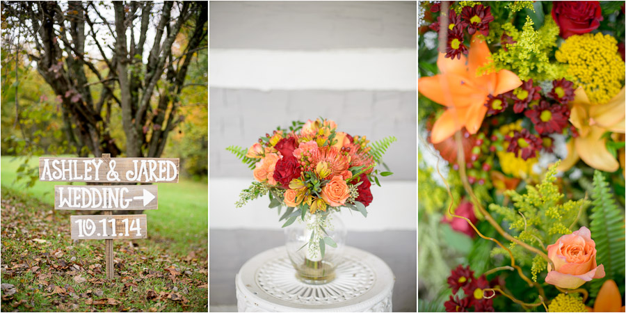 Colorful, fall details at Brown County State Park wedding