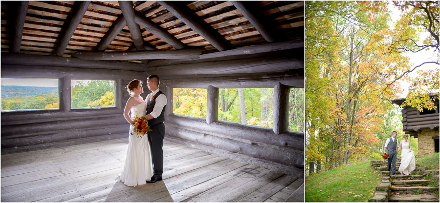 Beautiful and creative portraits of bride and groom around Brown County State Park